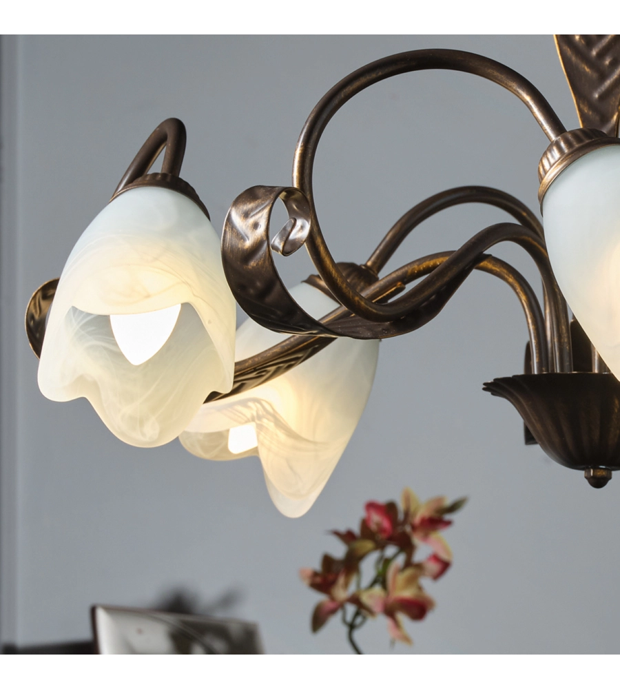 LAMPADARIO 5 LUCI ONLI "SONIA" BRONZO E14